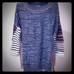 Patch sleeve lightweight sweater. Gimmicks by BKE.